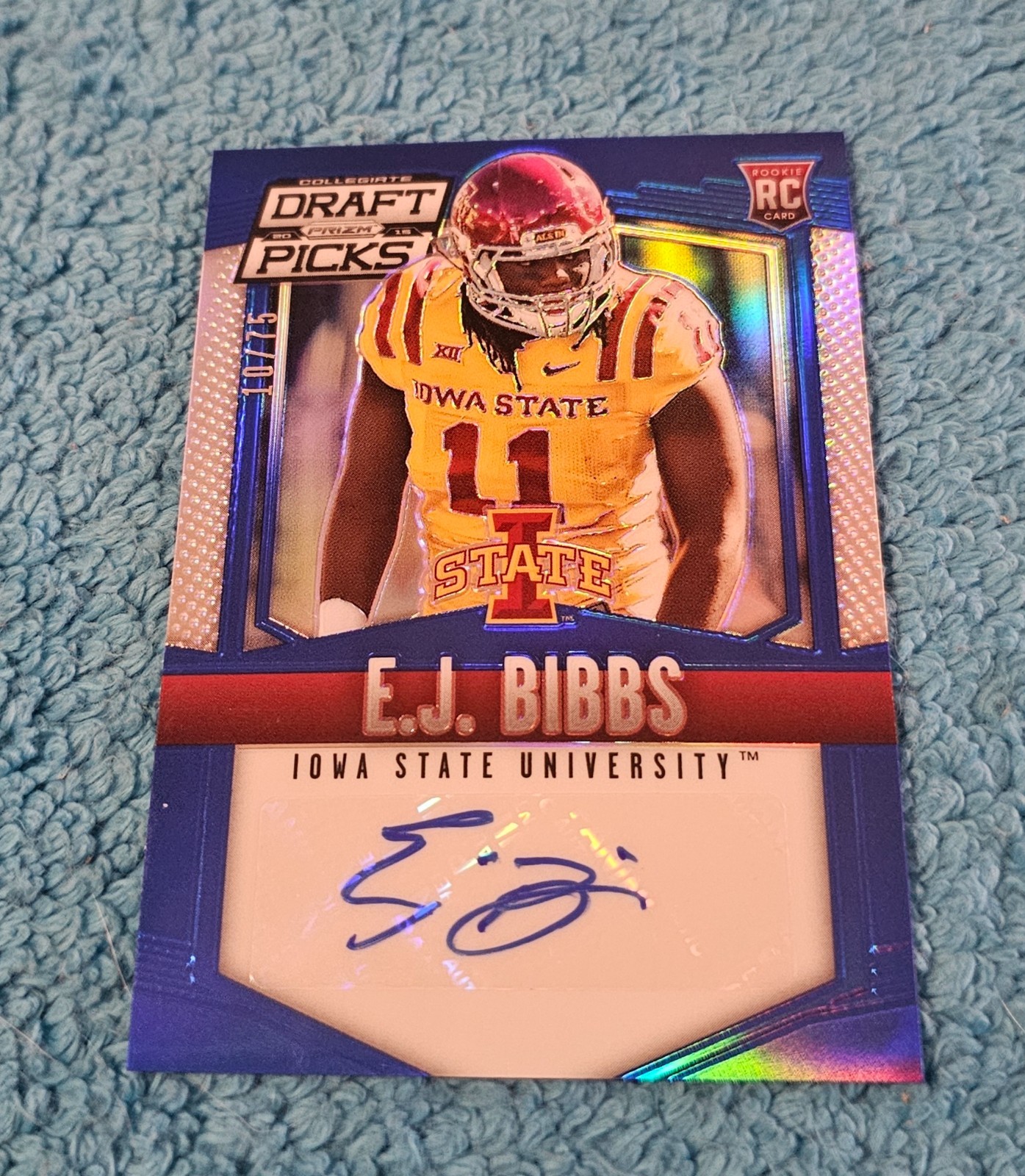 2015 Prizm Draft Picks EJ Bibbs Iowa State Blue Rookie Autograph 10/75 #182