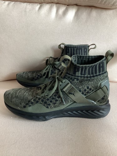 Puma Ignite Evoknit olivgrün hohe Trainingsschuhe Turnschuhe Herren Größe 9,5
