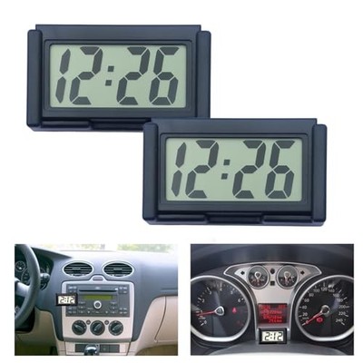 2 Pcs Mini Digital Clock Small Magnetic Car Dashboard Clocks Stick on black 2