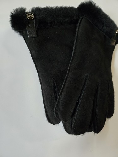 UGG BLACK TENNEY SUEDE/ SHEEPSKIN WINTER GLOVES ~ WOMEN SMALL ~ NWT - Picture 2 of 7
