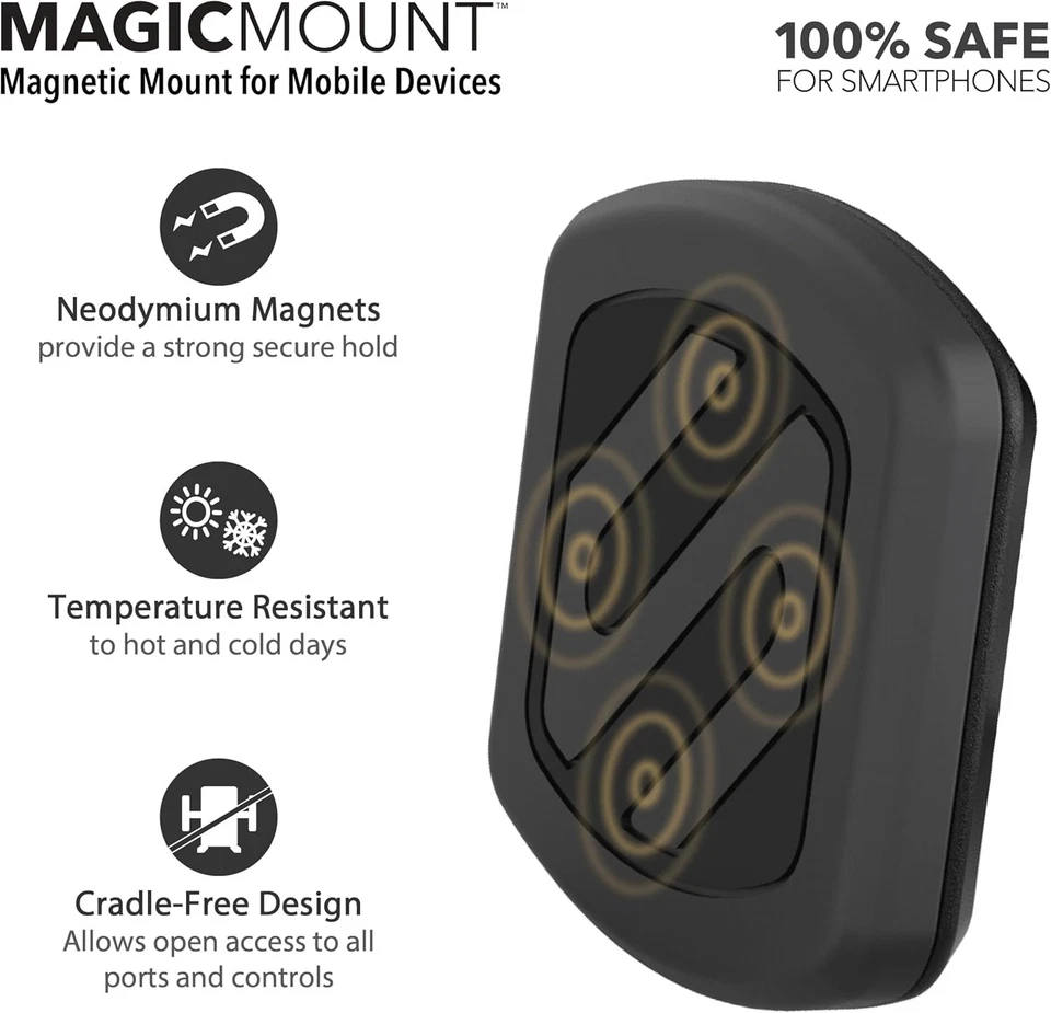 Soporte magnético para teléfono para automóvil Scosche MAGFMB MagicMount - Paquete de 1 fuerte, negro Foto 3 de 4