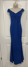 Faslop Blue Size M Formal Maxi Dress Mermaid Solid Evening Gown On Off Shoulder