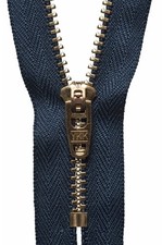 [YKK] Dark Navy Brass Jeans Zip - 20Cm