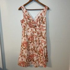 Lands' End Dress Women 8P Floral Sleeveless V-Neck Fit Flare