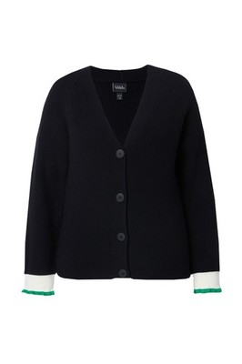 Ulla Popken Damen große Größen Strickjacke Schmuck Bündchen V Ausschnitt 834133
