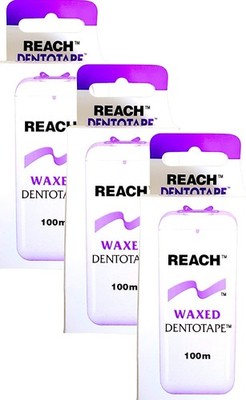 3x Reach Dentotape Zahnseide 3x 100m gewachst Zahnzwischenraumreinigung