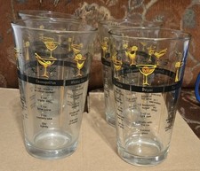 4 VTG LIBBEY COCKTAIL 7 RECIPE 5.75" DRINK BARWARE  ATOMIC MCM RETRO GLASSES