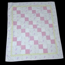 Handmade Quilts for Kids Nursery Baby Quilt Pink  White Patchwork Checkerboard