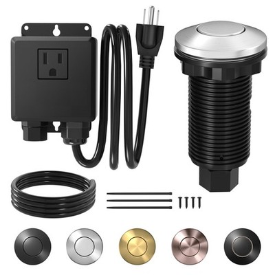 Joinfworld Garbage Disposal Button Kit, Brushed Stainless Steel 
