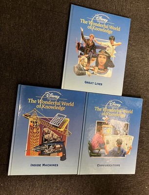 3 x Disney The Wonderful World Of Knowledge Book - Great Lives Communication 