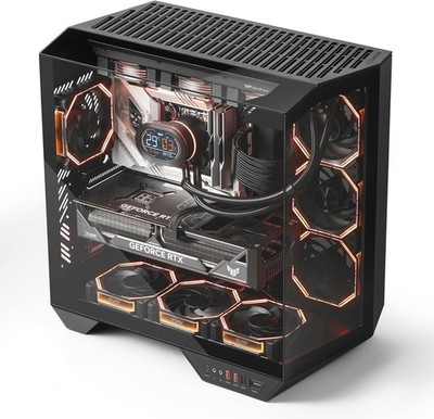 darkFlash DY470 Gaming Case Dual Chamber 4 ARGB Fans Black