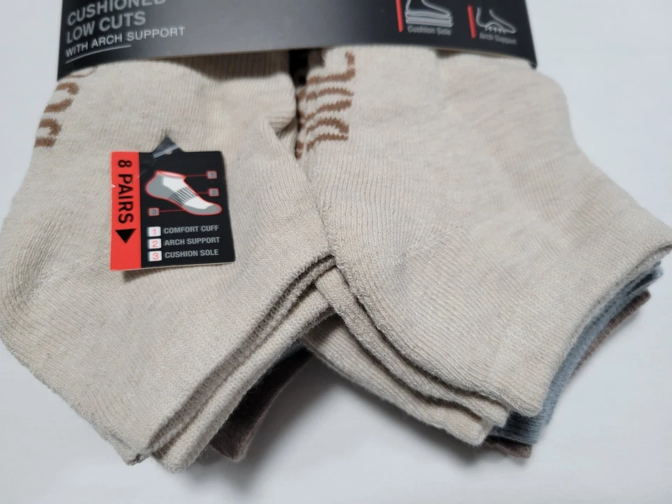 Calcetines Dockers Go acolchados cortes bajos soporte de arco puño acanalado 8 pares talla 6-12 Foto 2 de 4