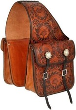 Western Horse Leather Saddle Bag Heavy Duty Traditional Trail Ride  Saddle Bag