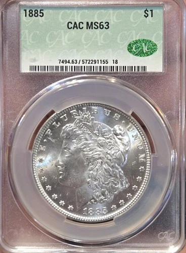 1885  Morgan Silver Dollar - $1 - CAC MS 63