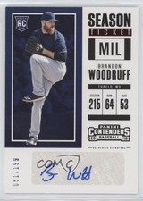 2018 Chronicles Contenders Season Ticket Red /199 Brandon Woodruff #17 Auto 2b5