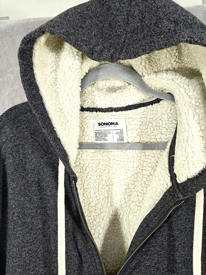 SONOMA GOODS FOR LIFE 男式夏尔巴柔软全拉链连帽衫 — 第 2/4 张图片