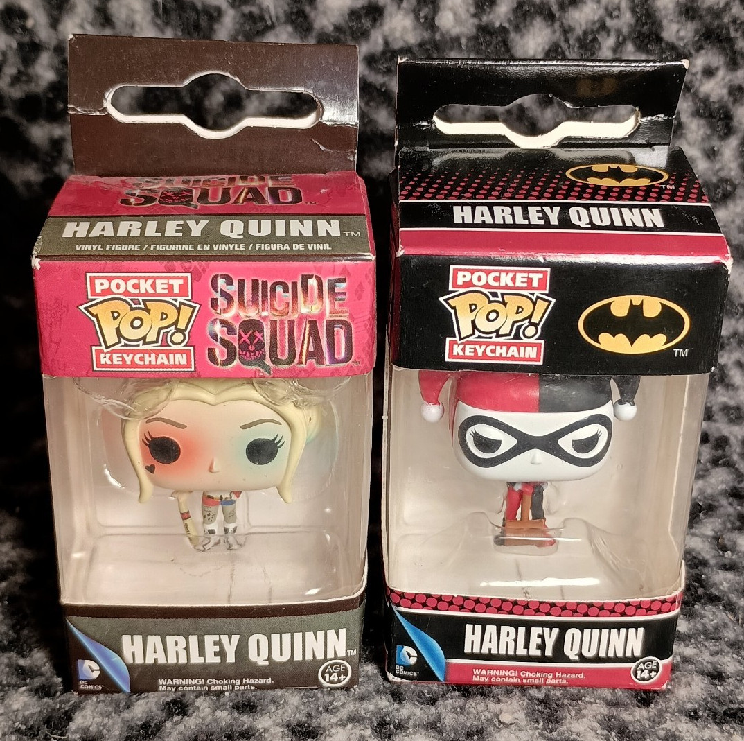 New Lot of (2) Suicide Squad Harley Quinn Batman Pocket Funko Pop! Keychains