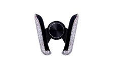 Bling Car Phone Holder Mini Dash Air Vent Automatic Mount White