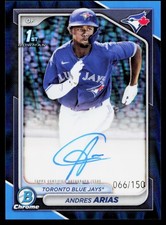 Andres Arias 2024 Bowman Chrome Blue Raywave Refractor 1st Auto/150