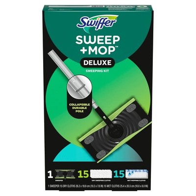 Swiffer, Sweep + Mop Deluxe Sweeping Kit | 1 Sweeper + 30 Refills