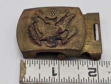 Vintage US Army Eagle Web Belt Buckle Brass Military Made in the USA