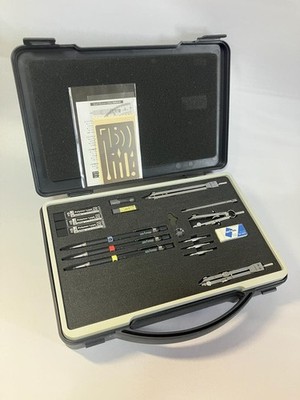 DRAPAS No.01-004 Unit Case German Drafting Machine Set 18 Item Set #424ddb