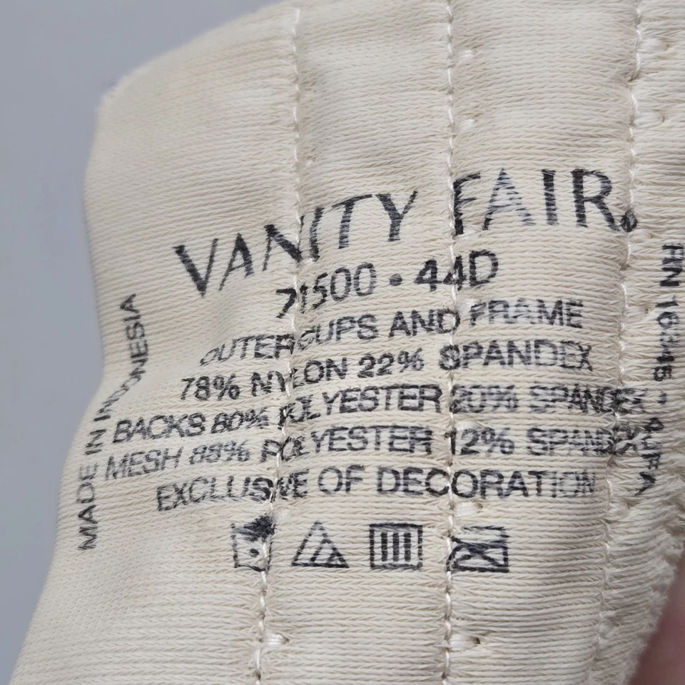 Vanity Fair Women Bra 44D Beige 71500 T Shirt Wireless Convertible Lightly Lined - Image 3 of 4