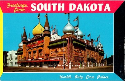 Greetings From South Dakota Corn Palace Chrome Postcard