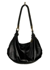 Great American Leatherworks Black Shoulder Bag Genuine Leather Multi Zip Purse