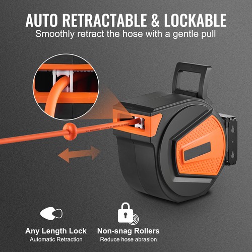 Retractable Air Hose Reel 3/8 IN x 50 FT Hybrid Enclosed Air Hose 300 PSI New = - Picture 4 of 11