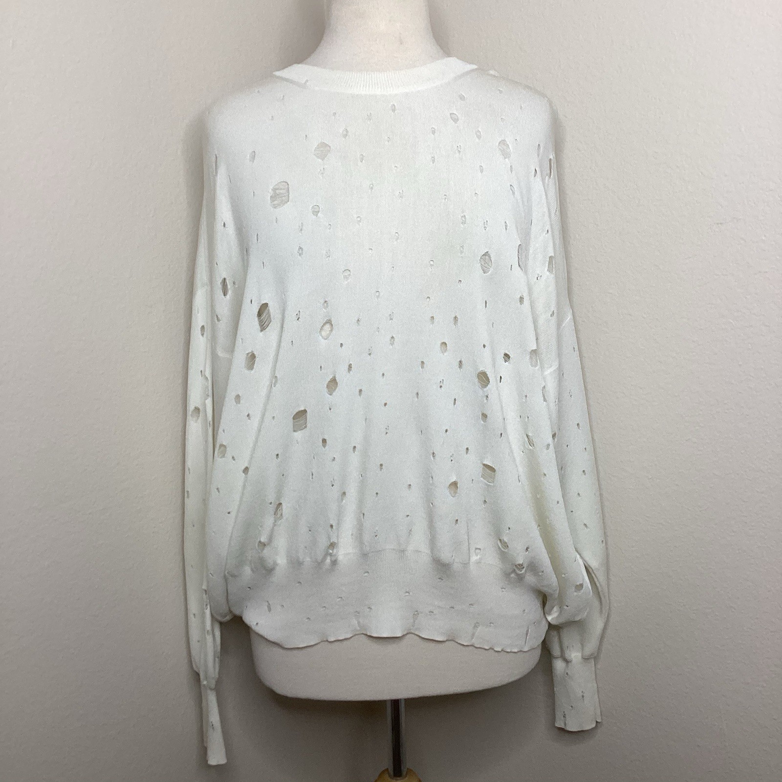 T by Alexander Wang Distressed Jumper Top Oversized Sm