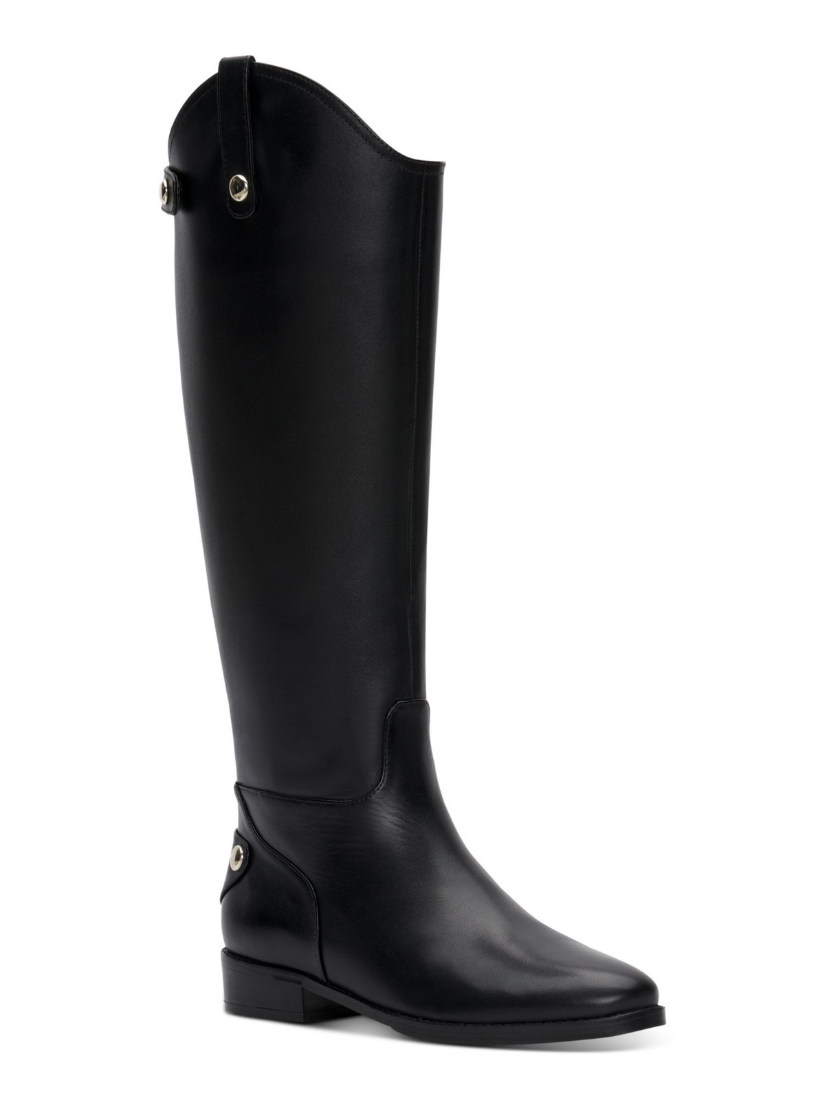 INC Womens Black Pull Tabs Snap Aleah Toe Stacked Heel Leather Riding Boot 7.5 M