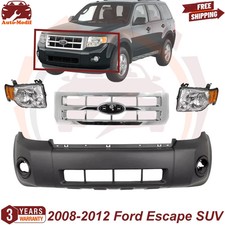 Front Bumper Cover Primed Grille Assembly Kit For 2008-2012 Ford Escape Suv