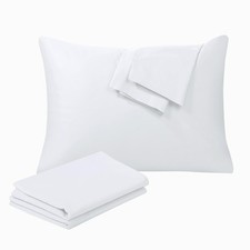 100 Egyptian Cotton Standard Size Pillow Protectors with Zipper Set of 2