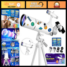 80mm Aperture Refractor Telescope for Adults Kids - 20X-150X Astronomy Kit, Po