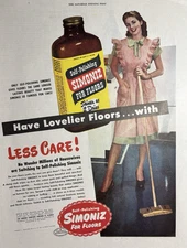 1947 Simoniz Wax Company Chicago Self Polishing Floors Shines Dries VTG Print Ad