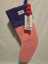 NEW Crayola Sweet  X KOHL'S Pink & Purple Christmas Stocking 19" L  X 9 1/2 "W