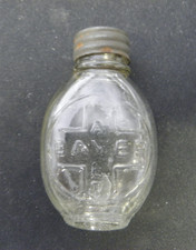 Vintage BAYER Aspirin Bottle Embossed Cross w/ Original Tin Embossed Lid