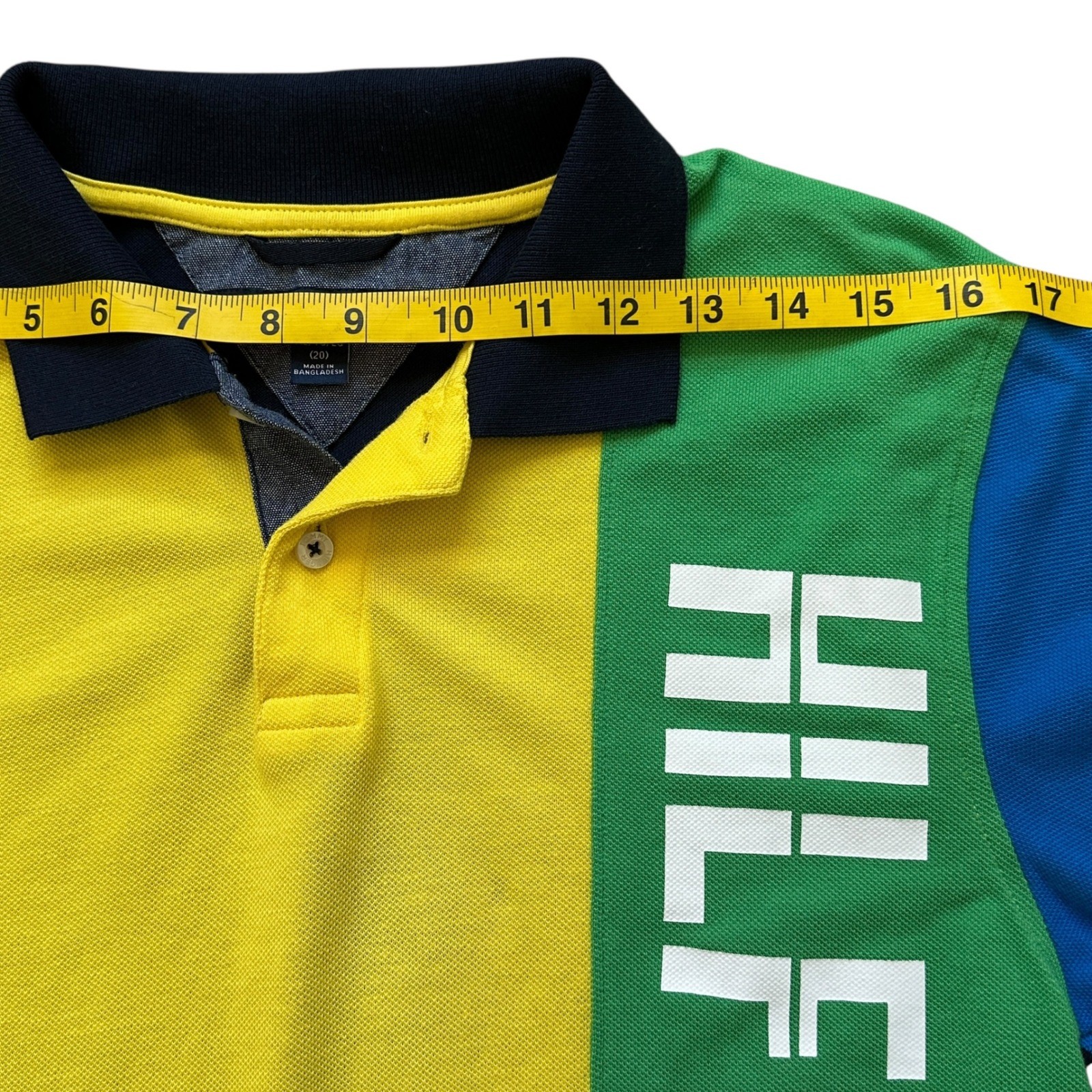 Tommy Hilfiger Youth Polo Color block XL Multicolor Statement Y2K Retro Graphic thumbnail 3