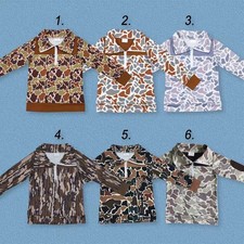 Kids Boys Pullover Top Hunting Season Dark Camo Long Sleeve Half Zip Sweatshirt