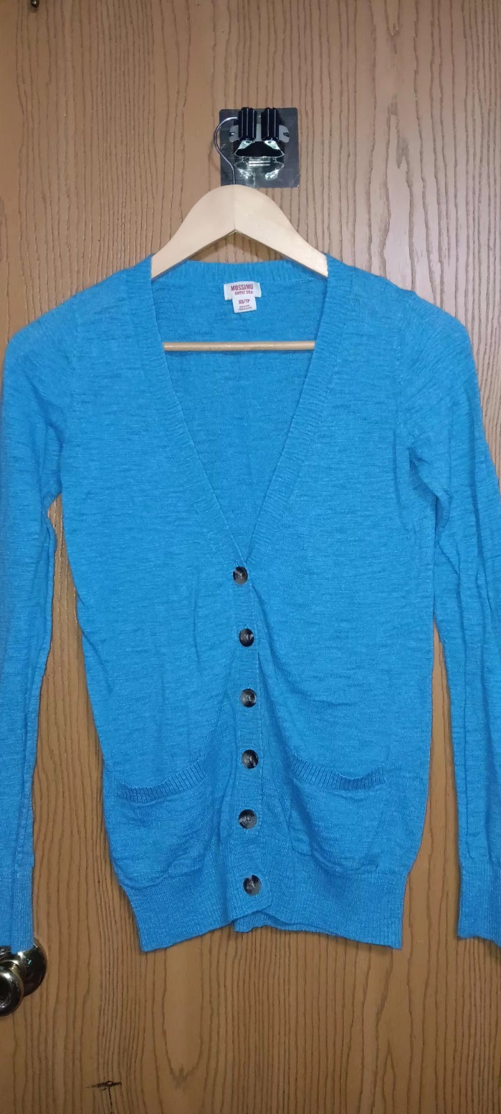 Mossimo Womens Long Sleeve Cardigan Size XS Blue Button Up Two Pockets Light...