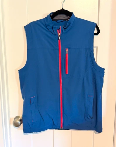 Turtleson Men’s Medium Blue Full-Zip Performance Golf Softshell Vest - product listing photo