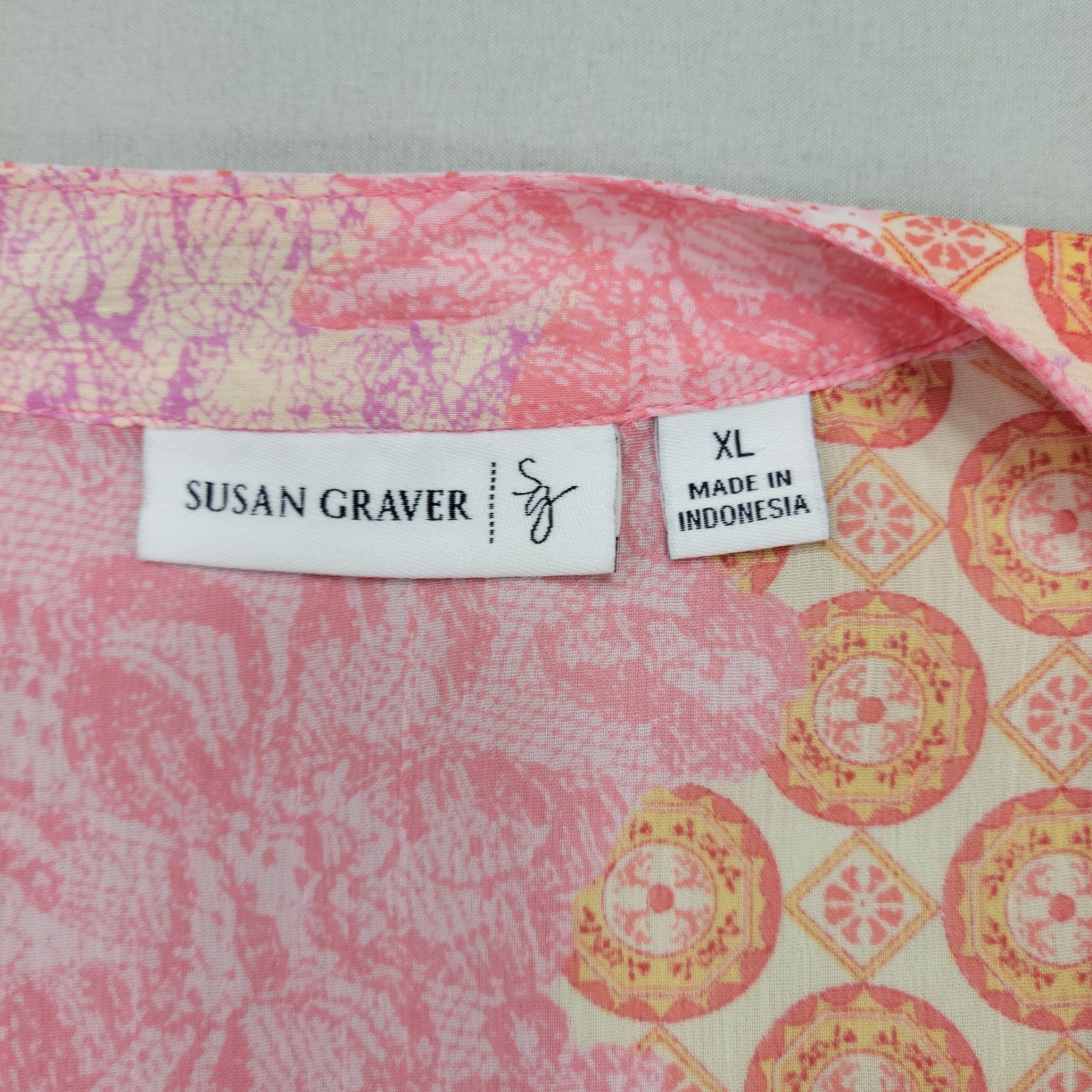 Susan Graver Womens Patchwork Print Button Front … - image 11