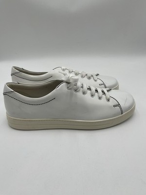 Men s Prada Linea Rossa Low Top black stitching Sneakers White Leather Size 12UK