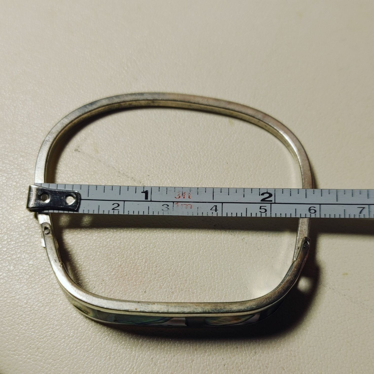 Abalone Shell Inlay Hinged Bangle Bracelet Small … - image 10