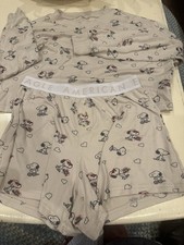 American Eagle hearts Lounge Snoopy Winter Gray Pajama Set Peanuts Women  s Small