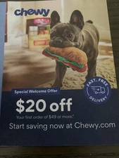 Chewy $20 Off Coupon Of $49 Or More: Expires 11/30/25