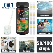 100/50 Pcs Fish Pond Aquarium Anti-VC Water Quality Test Strips 7-in-1 PH US