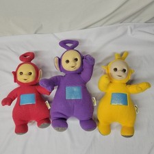 Vtg 1998 Talking Teletubbies lot of 3 Po Tinky Winky laa-laa tested 12" playskol