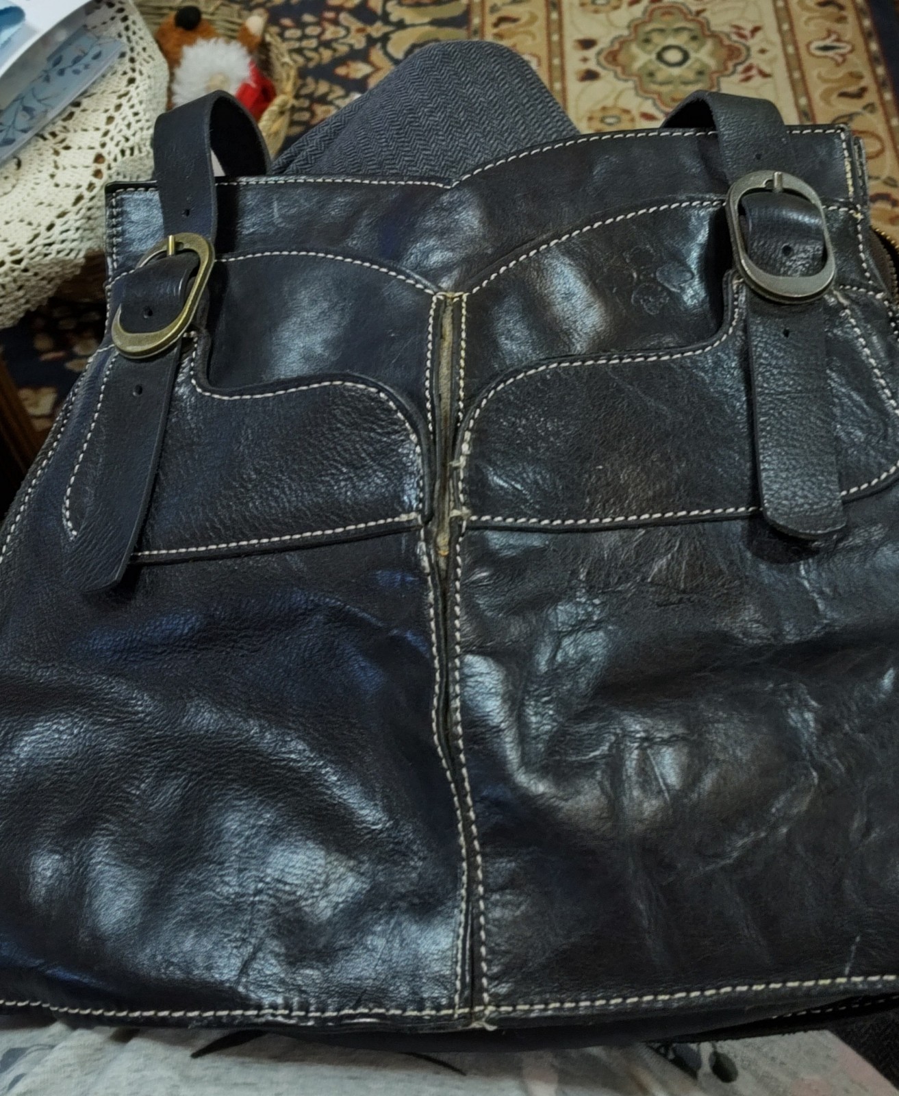 Patricia Nash Black Italian Leather Shoulder Stra… - image 11